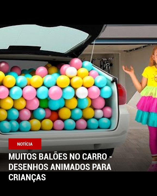 Muitos balões no carro - desenhos animados para crianças
