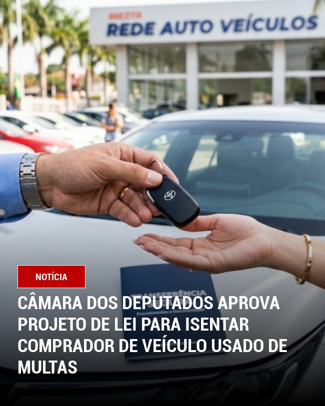 Câmara dos deputados aprova projeto de lei para isentar comprador de veículo usado de multas