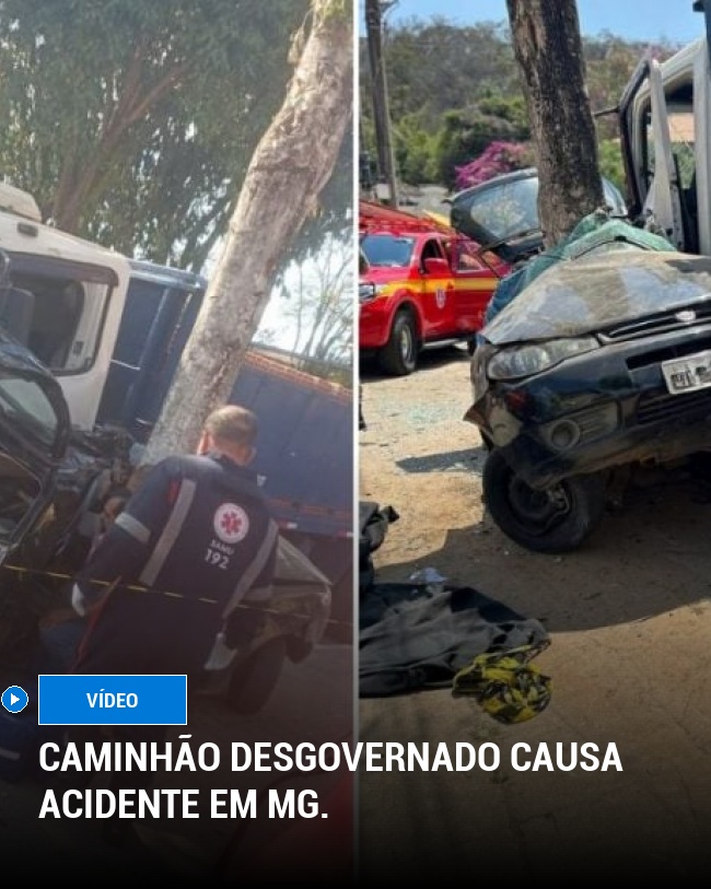 Caminhão desgovernado causa acidente em MG.