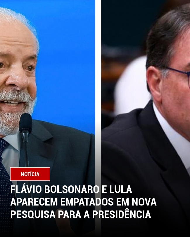 Flávio Bolsonaro e Lula aparecem empatados em nova pesquisa para a presidência