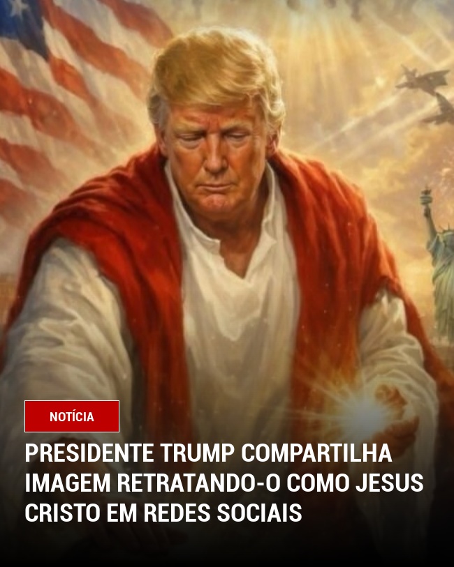 Presidente Trump Compartilha Imagem Retratando-o Como Jesus Cristo em Redes Sociais