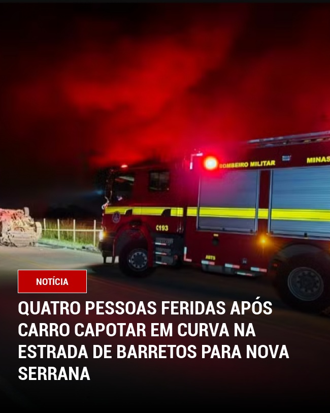 Quatro Pessoas Feridas Após Carro Capotar em Curva na Estrada de Barretos para Nova Serrana