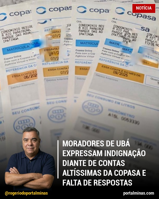 Moradores de Ubá Expressam Indignação Diante de Contas Altíssimas da Copasa e Falta de Respostas