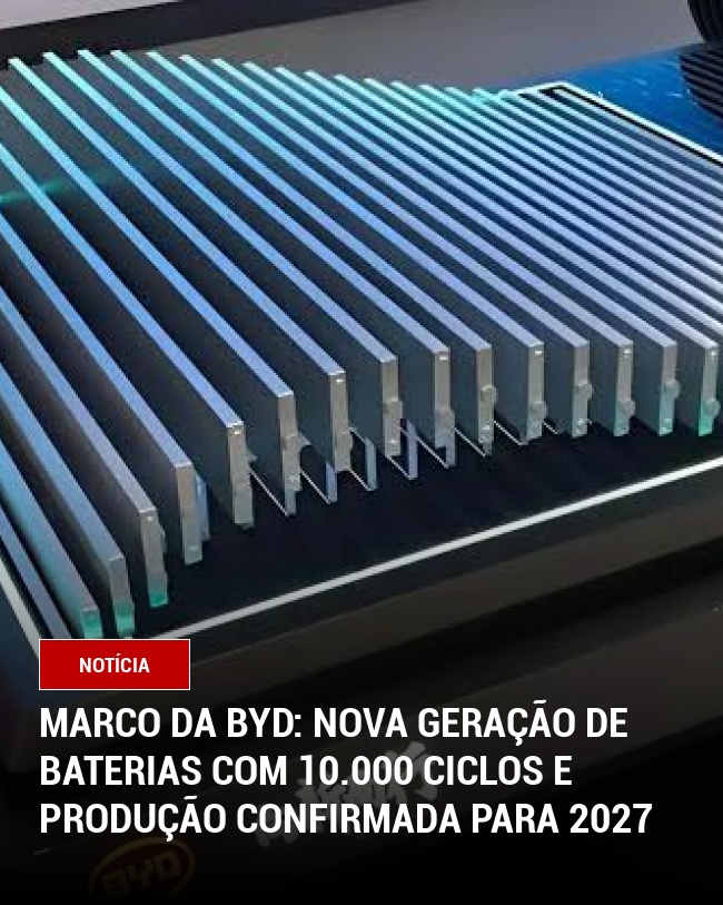 Marco da BYD: Nova Geração de Baterias com 10.000 Ciclos e Produção Confirmada para 2027