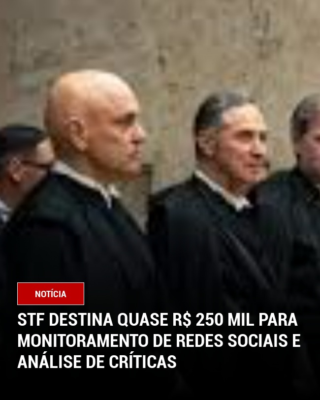 STF destina quase R$ 250 mil para monitoramento de redes sociais e análise de críticas