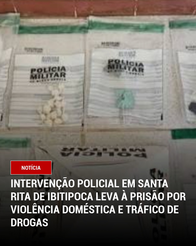 Intervenção Policial em Santa Rita de Ibitipoca Leva à Prisão por Violência Doméstica e Tráfico de Drogas