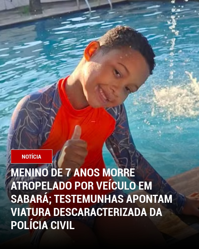 Menino de 7 Anos Morre Atropelado por Veículo em Sabará; Testemunhas Apontam Viatura Descaracterizada da Polícia Civil