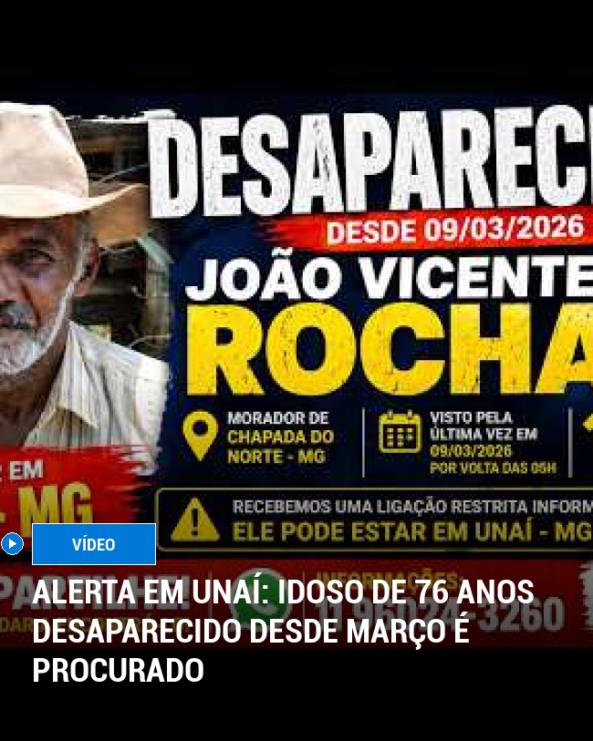 Alerta em Unaí: Idoso de 76 anos desaparecido desde março é procurado
