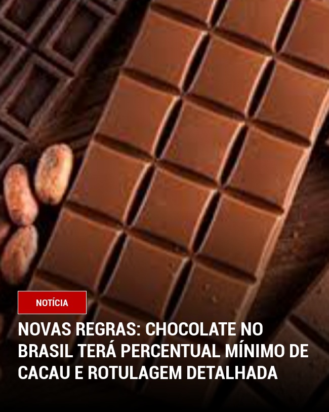 Novas Regras: Chocolate no Brasil Terá Percentual Mínimo de Cacau e Rotulagem Detalhada
