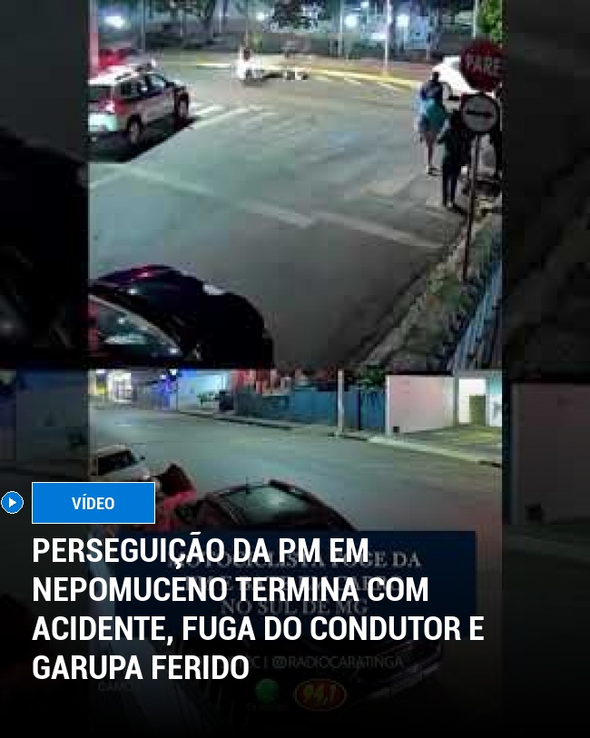 Perseguição da PM em Nepomuceno Termina com Acidente, Fuga do Condutor e Garupa Ferido