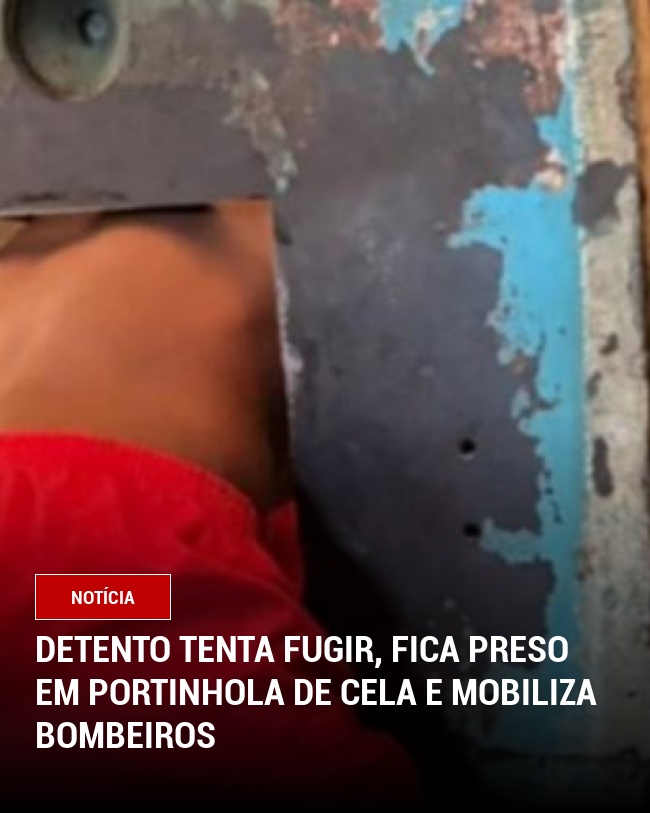 Detento tenta fugir, fica preso em portinhola de cela e mobiliza Bombeiros
