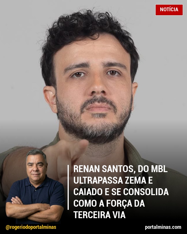 Renan Santos, do MBL ultrapassa Zema e Caiado e se consolida como a força da terceira via