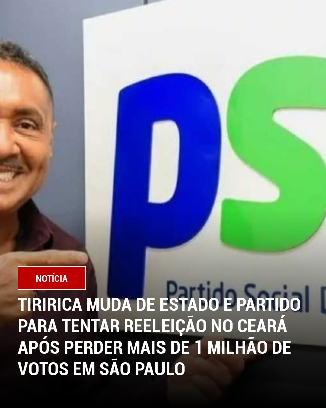 Tiririca muda de estado e partido para tentar reeleição no Ceará após perder mais de 1 milhão de votos em São Paulo