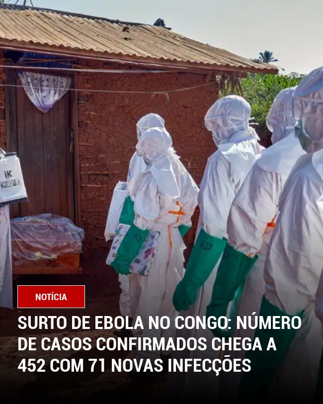Surto de Ebola no Congo: Número de casos confirmados chega a 452 com 71 novas infecções