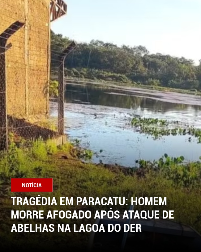 Tragédia em Paracatu: Homem morre afogado após ataque de abelhas na lagoa do DER