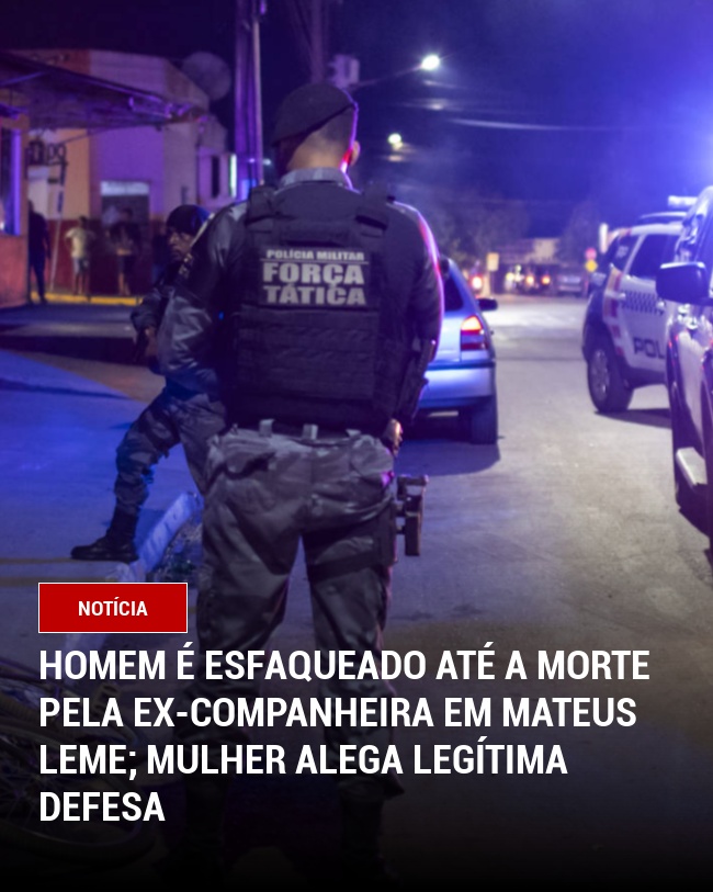 Homem é esfaqueado até a morte pela ex-companheira em Mateus Leme; mulher alega legítima defesa