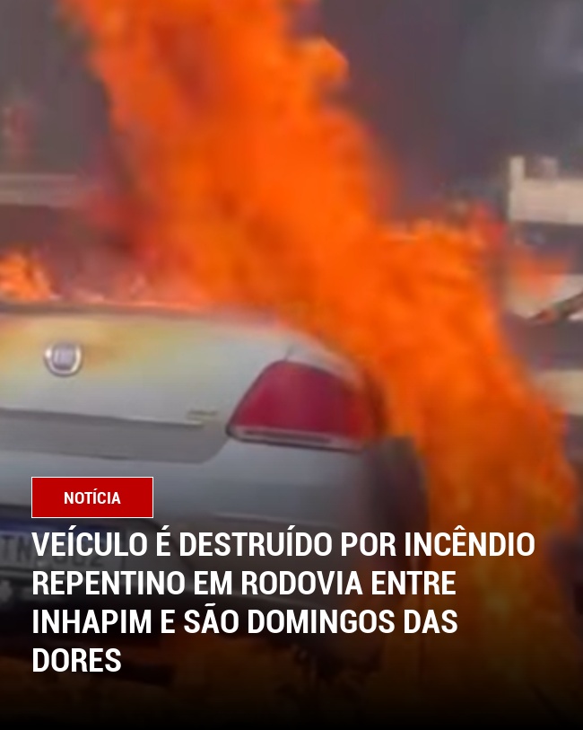 Veículo é Destruído por Incêndio Repentino em Rodovia entre Inhapim e São Domingos das Dores