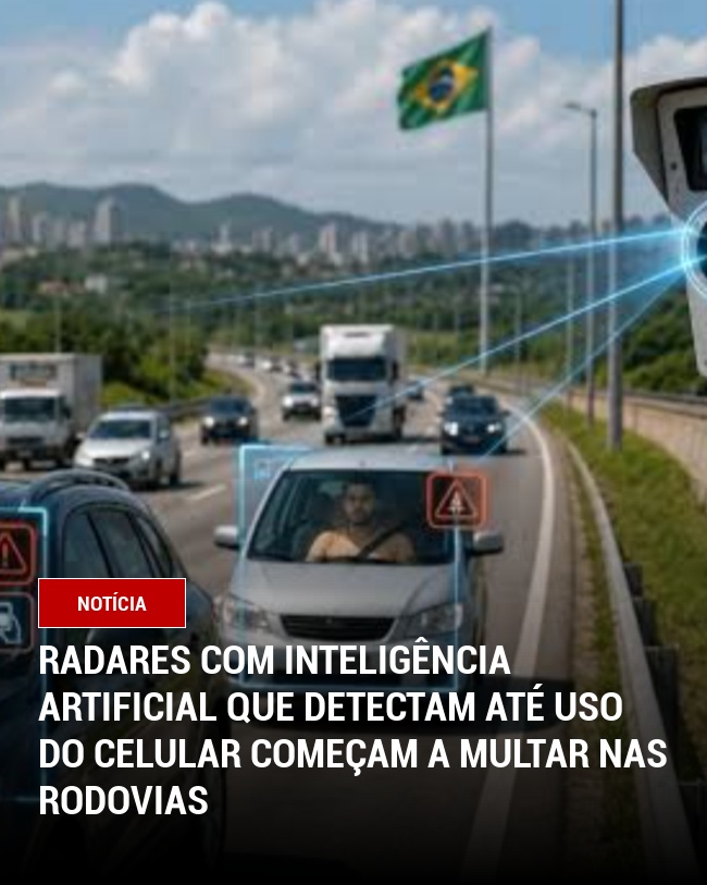 Radares com Inteligência Artificial Que Detectam até uso do celular Começam a Multar nas rodovias