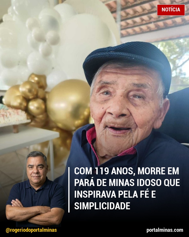 Com 119 anos, morre em Pará de Minas idoso que inspirava pela fé e simplicidade
