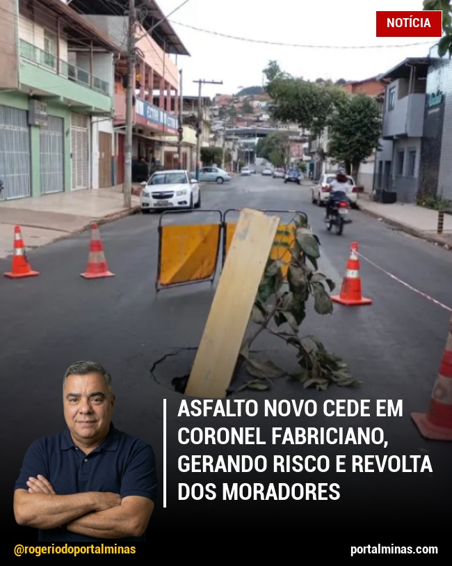 Asfalto Novo Cede em Coronel Fabriciano, Gerando Risco e Revolta dos Moradores