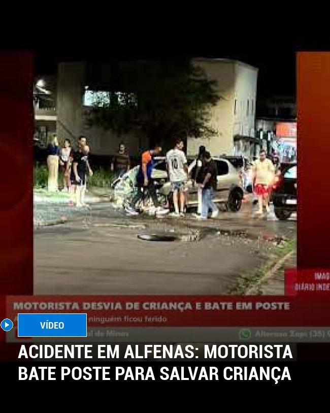 Acidente em Alfenas: motorista bate poste para salvar criança