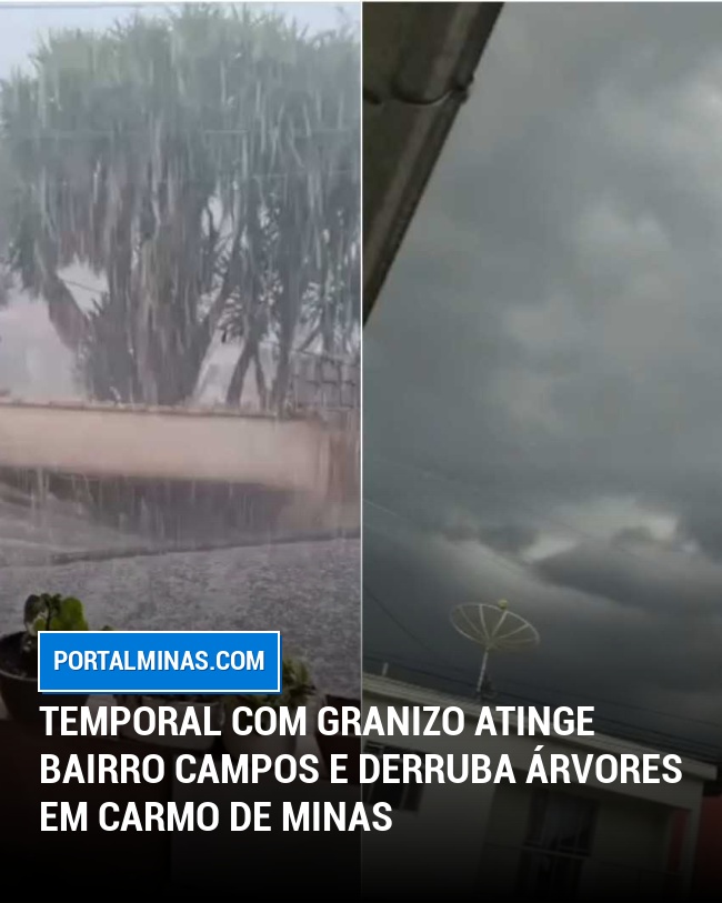 Temporal com Granizo Atinge Bairro Campos e Derruba Árvores em Carmo de Minas