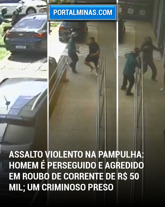 Assalto violento na Pampulha: Homem é perseguido e agredido em roubo de corrente de R$ 50 mil; um criminoso preso