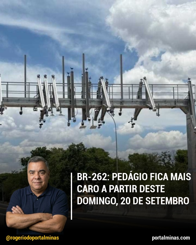 BR-262: Pedágio fica mais caro a partir deste domingo, 20 de setembro