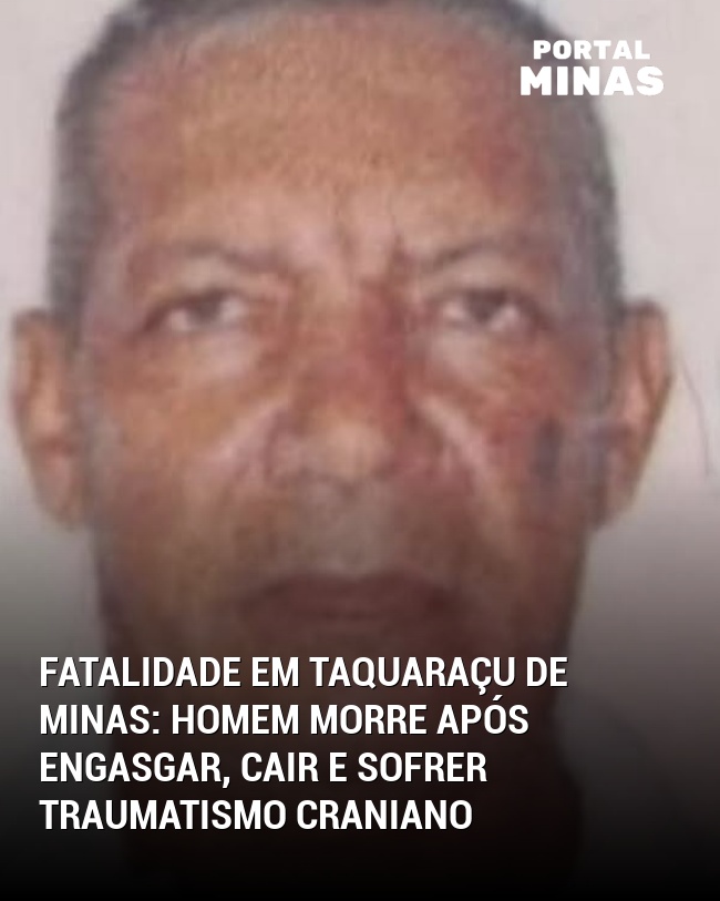 Fatalidade em Taquaraçu de Minas: Homem morre após engasgar, cair e sofrer traumatismo craniano