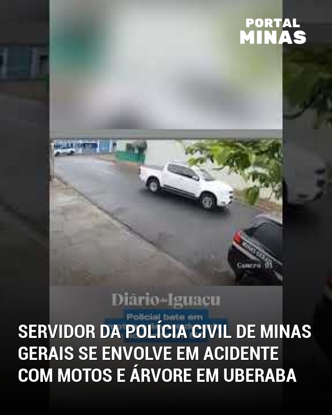 Servidor da Polícia Civil de Minas Gerais se envolve em acidente com motos e árvore em Uberaba
