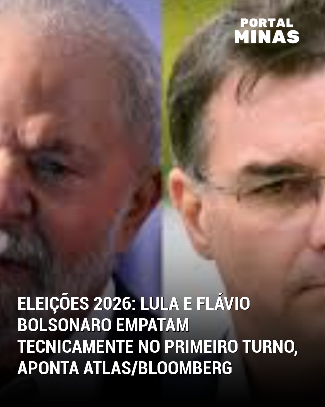 Eleições 2026: Lula e Flávio Bolsonaro empatam tecnicamente no primeiro turno, aponta Atlas/Bloomberg