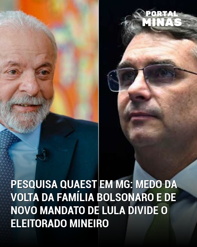 Pesquisa Quaest em MG: Medo da volta da família Bolsonaro e de novo mandato de Lula divide o eleitorado mineiro