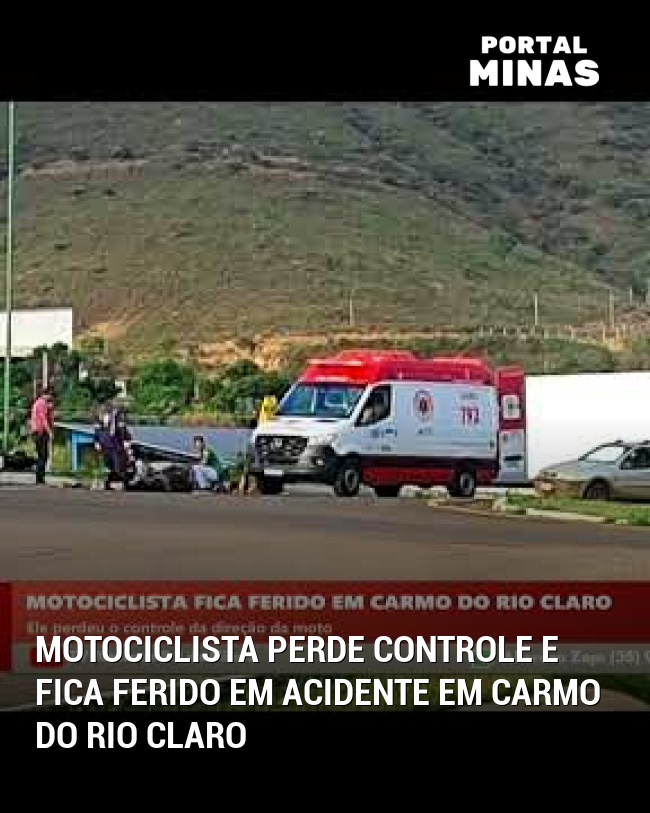 Motociclista Perde Controle e Fica Ferido em Acidente em Carmo do Rio Claro