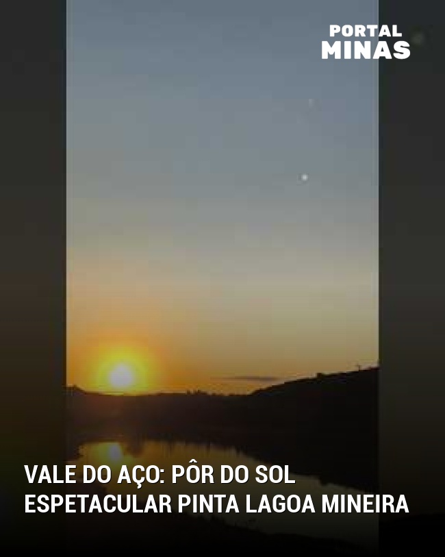 Vale do Aço: Pôr do sol espetacular pinta lagoa mineira