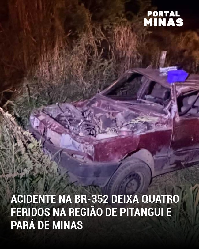 Acidente na BR-352 Deixa Quatro Feridos na Região de Pitangui e Pará de Minas