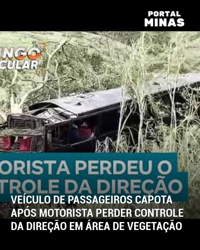 Veículo de Passageiros Capota Após Motorista Perder Controle da Direção em Área de Vegetação