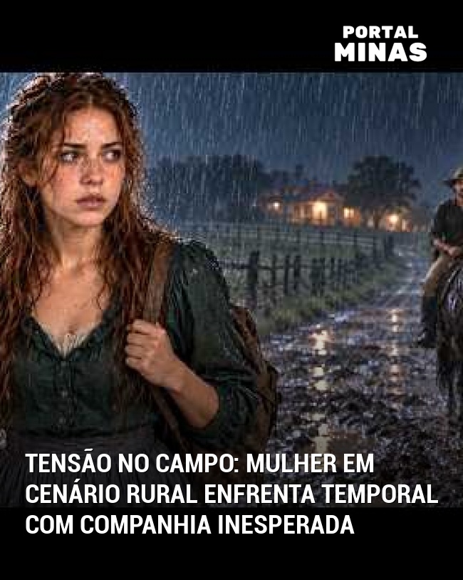 Tensão no Campo: Mulher em Cenário Rural Enfrenta Temporal com Companhia Inesperada