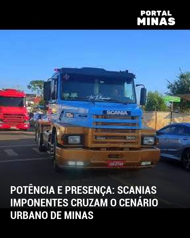 Potência e Presença: Scanias Imponentes Cruzam o Cenário Urbano de Minas