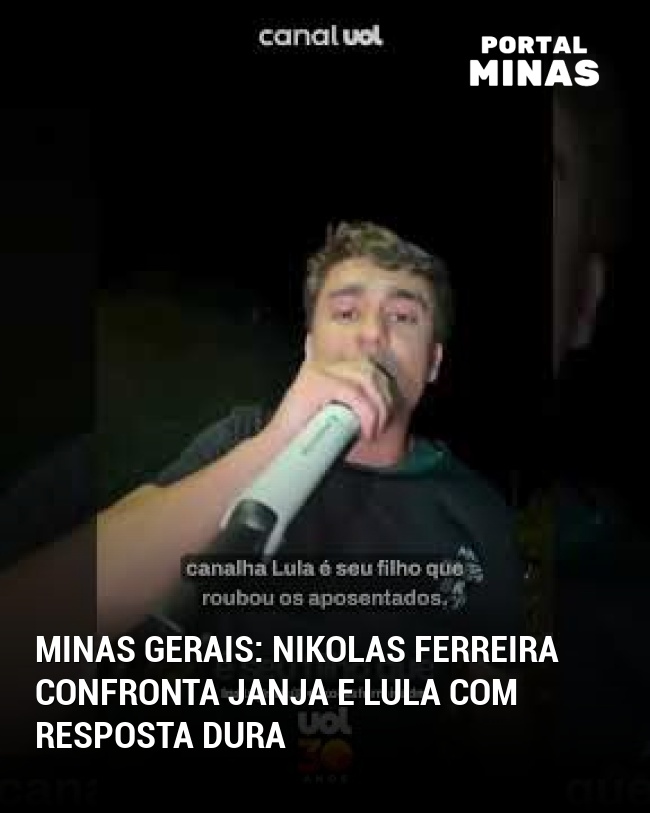 Minas Gerais: Nikolas Ferreira confronta Janja e Lula com resposta dura