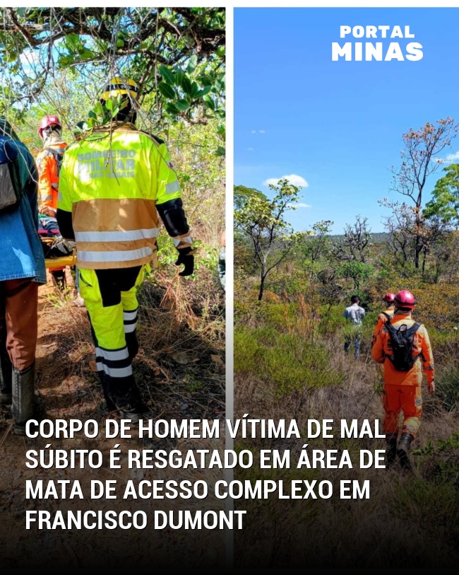 Corpo de Homem Vítima de Mal Súbito é Resgatado em Área de Mata de Acesso Complexo em Francisco Dumont