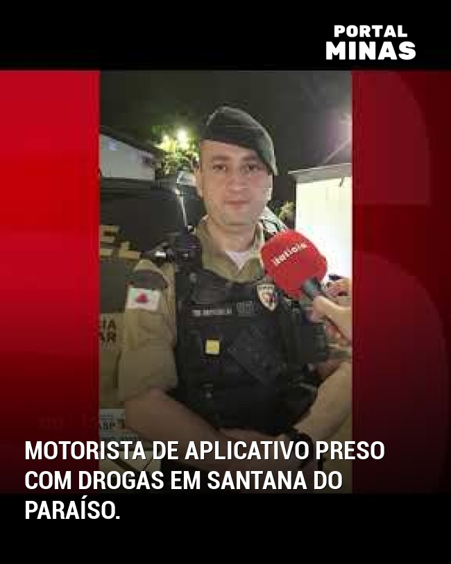 Motorista de aplicativo preso com drogas em Santana do Paraíso.