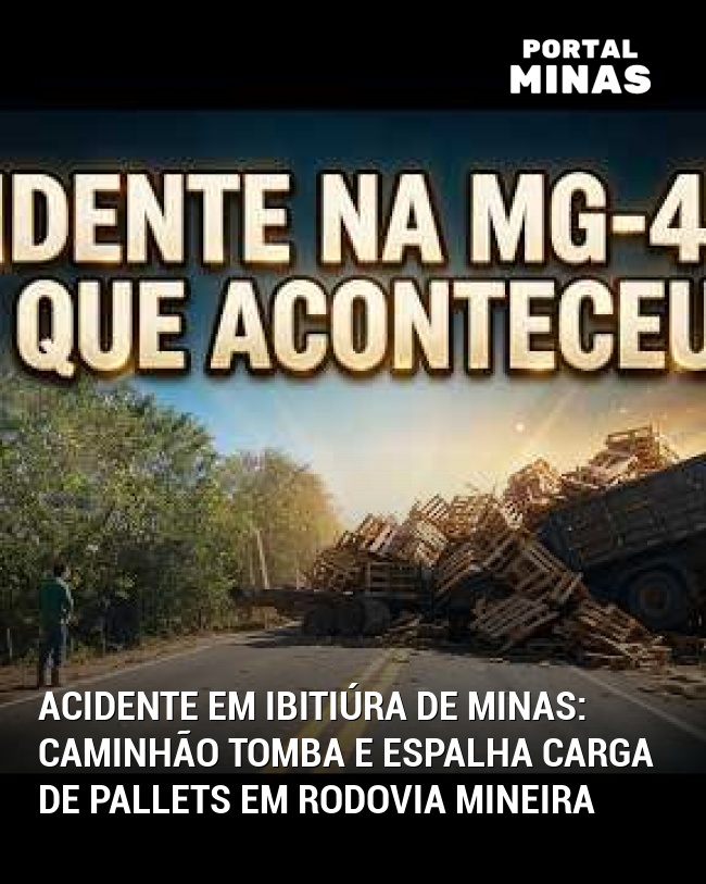 ACIDENTE EM IBITIÚRA DE MINAS: Caminhão Tomba e Espalha Carga de Pallets em Rodovia Mineira