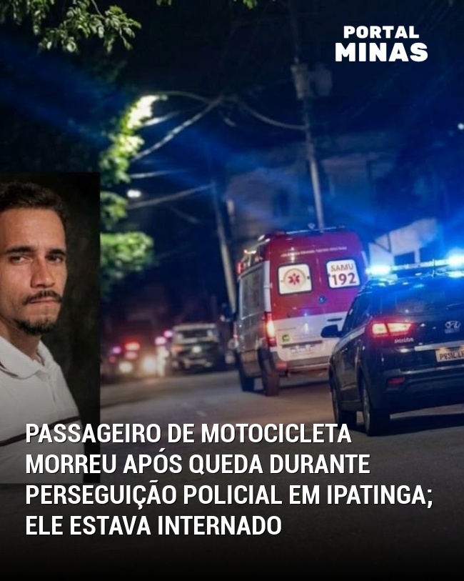 Passageiro de Motocicleta Morreu Após Queda Durante Perseguição Policial em Ipatinga; ele estava internado