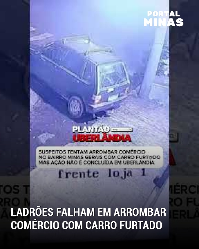 Ladrões falham em arrombar comércio com carro furtado
