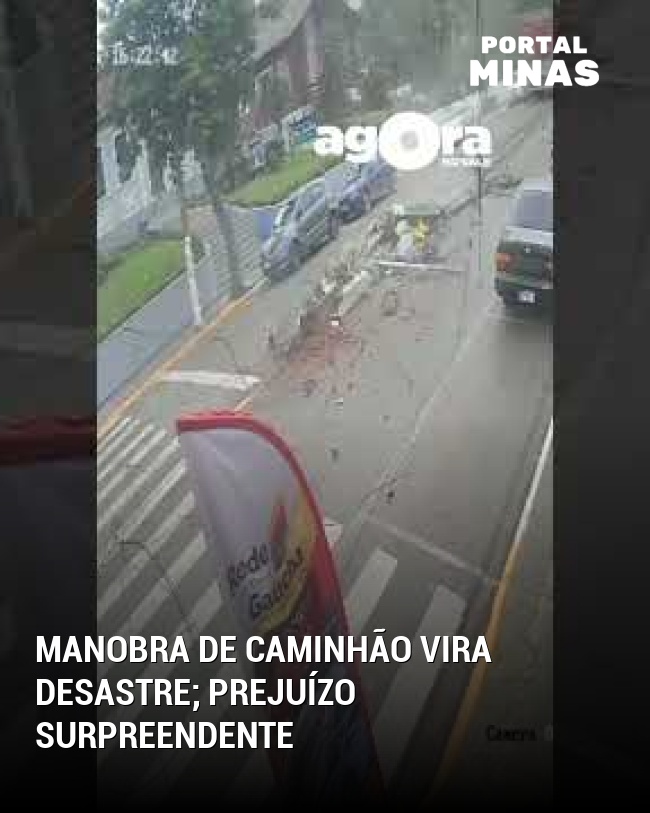 Manobra de caminhão vira desastre; prejuízo surpreendente
