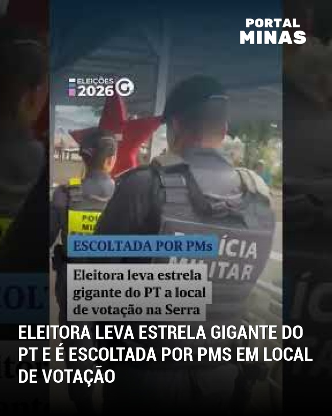 Eleitora leva estrela gigante do PT e é escoltada por PMs em local de votação