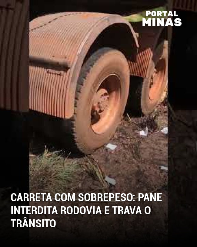 Carreta com sobrepeso: pane interdita rodovia e trava o trânsito