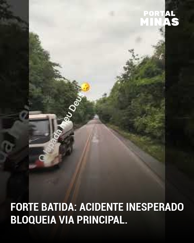 Forte batida: Acidente inesperado bloqueia via principal.