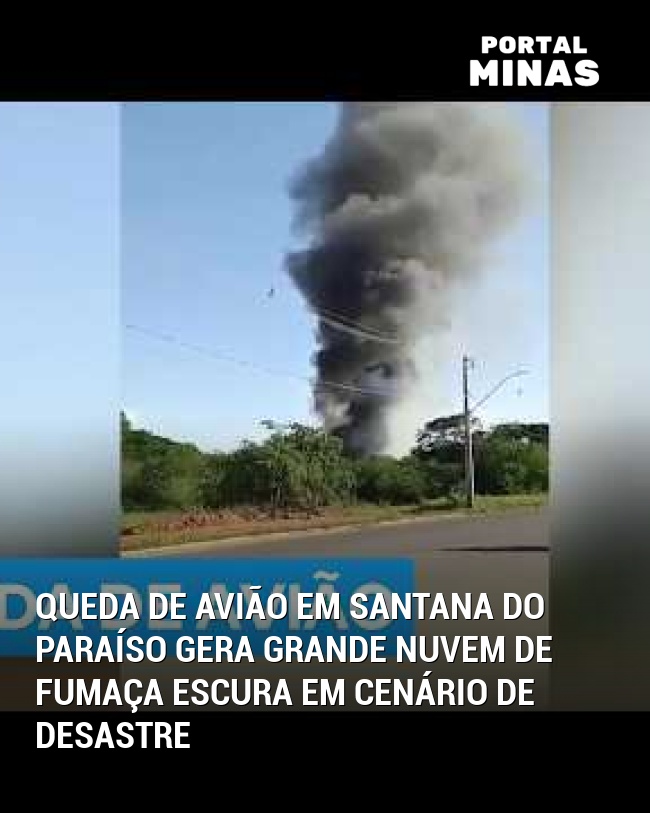 Queda de Avião em Santana do Paraíso Gera Grande Nuvem de Fumaça Escura em Cenário de Desastre