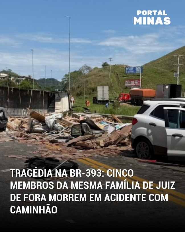 Tragédia na BR-393: Cinco membros da mesma família de Juiz de Fora morrem em acidente com caminhão